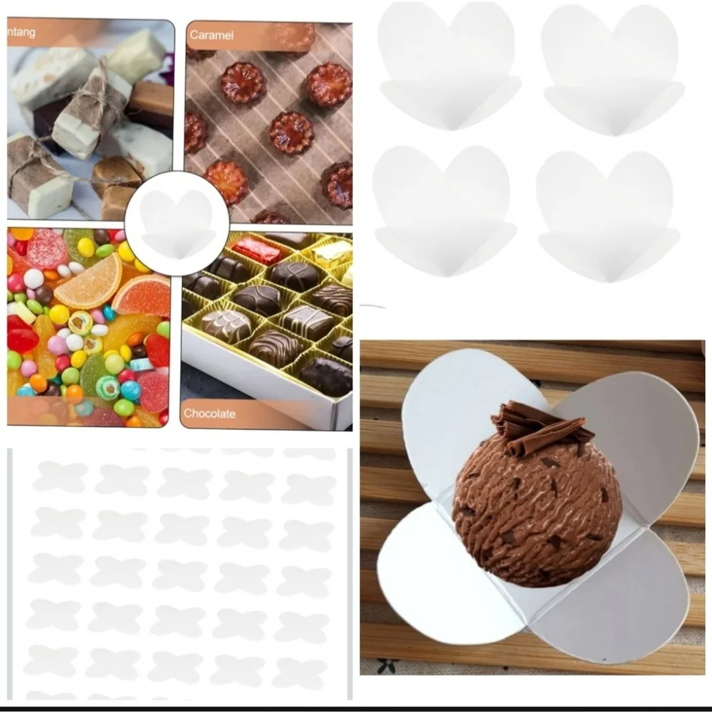 🍎New 100Pcs Kraft Paper Cardboard Holder Chocolate Tray Candy Compartment Trays